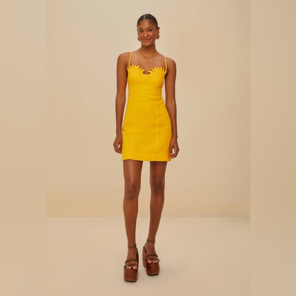 FARM Rio Yellow Sunburst Mini Dress - Picture 5 of 7